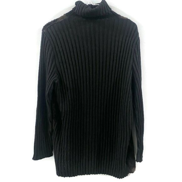 Vintage Maglificio Belvedere Wool Blend Faux Fur Turtleneck Sweater M - Picture 2 of 6